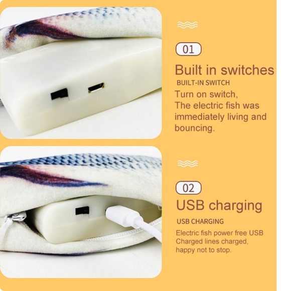 5/25 XL rechargeable cat toy fish flips like a real fish out of water new - Picture 7 of 12